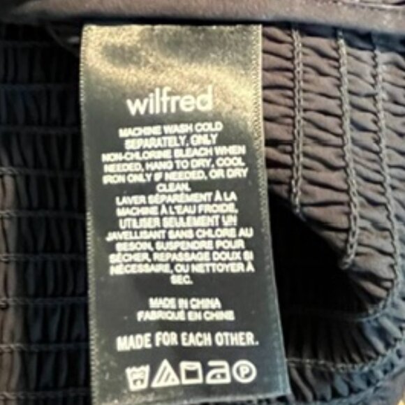 Wilfred Black Mini Floral Wrap Front Cropped Long Sleeve Top- Womens Size L - Picture 9 of 10